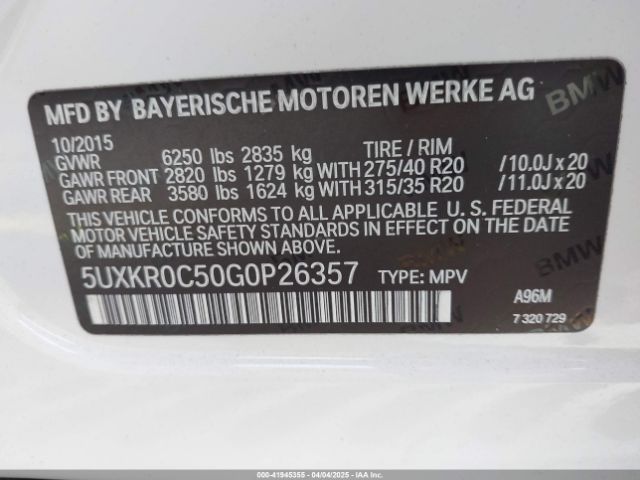 5UXKR0C50G0P26357 BMW X5 Xdrive35i
