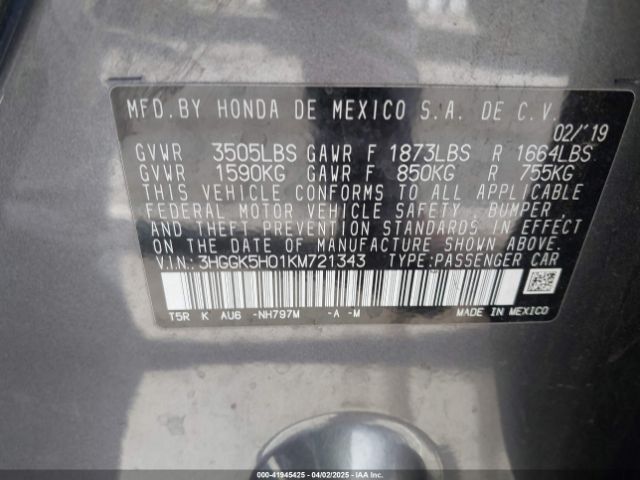 3HGGK5H01KM721343 Honda Fit Ex-l