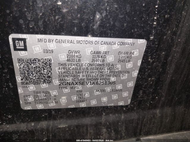 2GNAXSEV1K6251305 Chevrolet EQUINOX LS