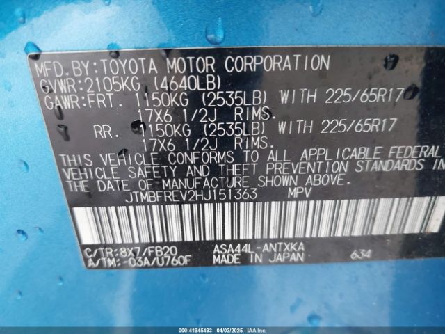 JTMBFREV2HJ151363 Toyota RAV4 LE