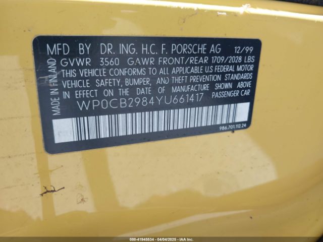 2000 PORSCHE BOXSTER WP0CB2984YU661417 Photo 8