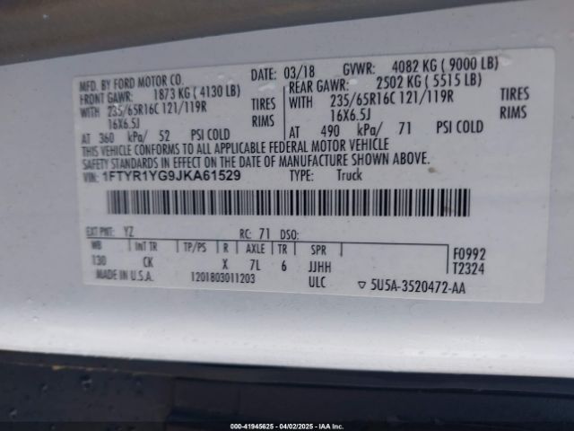 2018 FORD TRANSIT-250 1FTYR1YG9JKA61529 Photo 8