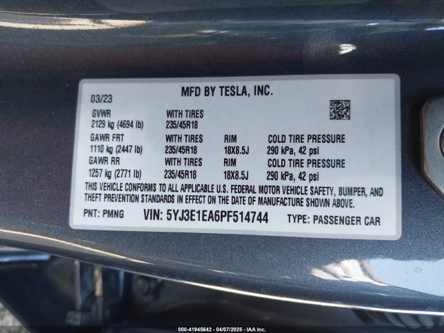 2023 TESLA MODEL 3 5YJ3E1EA6PF514744 Photo 8