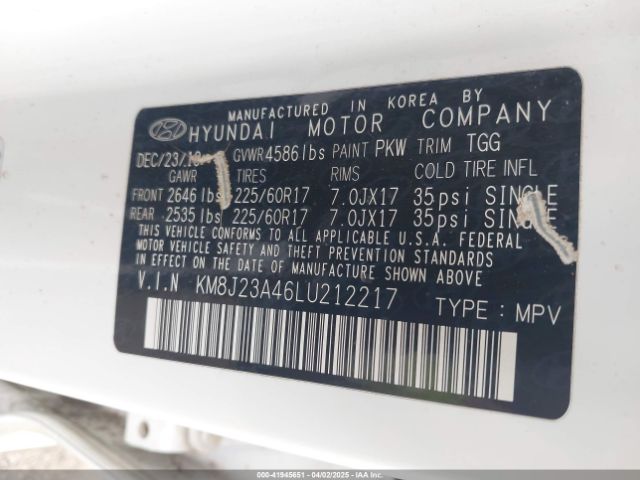 KM8J23A46LU212217 Hyundai TUCSON SE