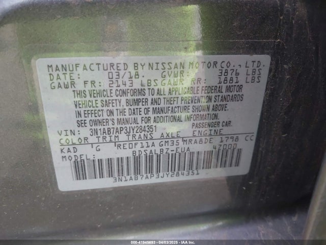 3N1AB7AP3JY284351 Nissan SENTRA S