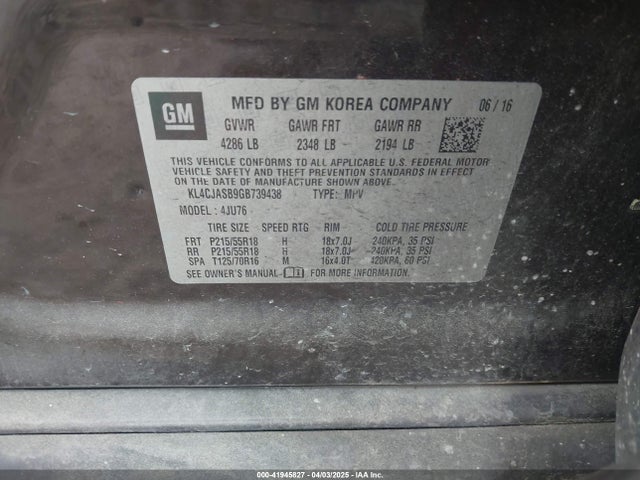 KL4CJASB9GB739438 Buick Encore