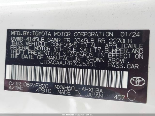JTDACAAU7R3025301 Toyota Prius Le