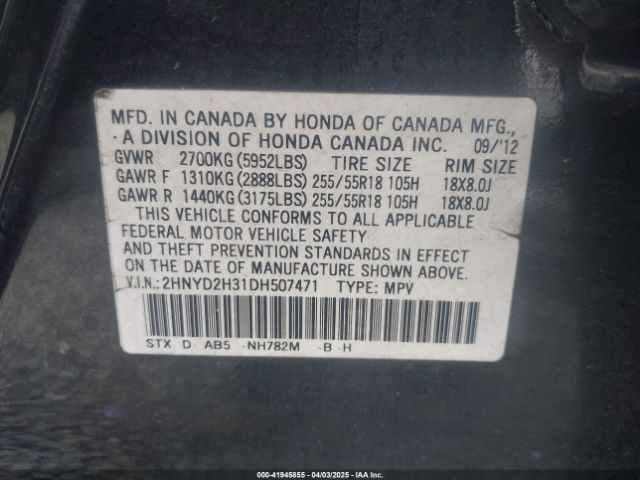 2013 ACURA MDX 2HNYD2H31DH507471 Photo 8