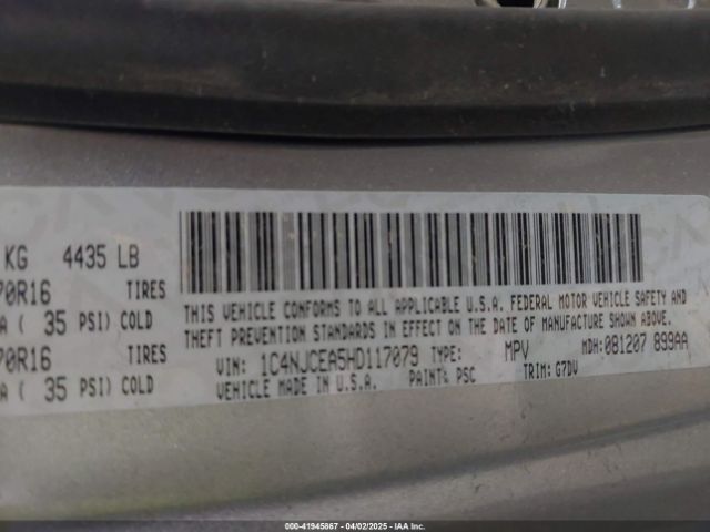 1C4NJCEA5HD117079 Jeep Compass Latitude Fwd