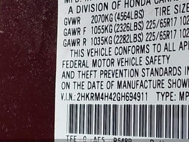 2HKRM4H42GH694911 Honda CR-V SE