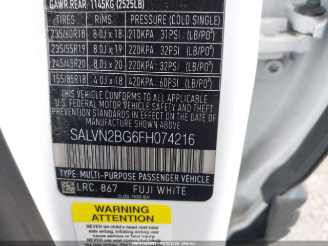 SALVN2BG6FH074216 Land Rover Range Rover Evoque Pure