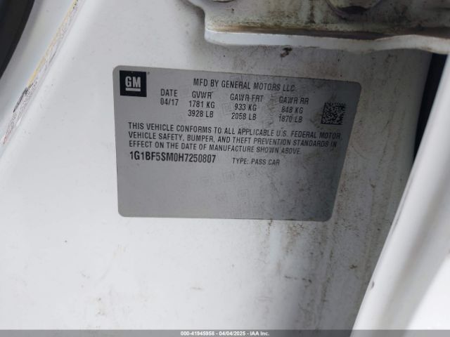 1G1BF5SM0H7250807 Chevrolet Cruze Premier Auto