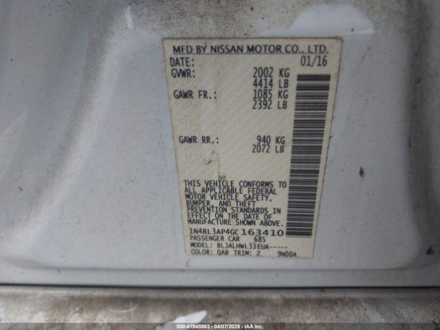 1N4BL3AP4GC163410 Nissan Altima 3.5 Sr