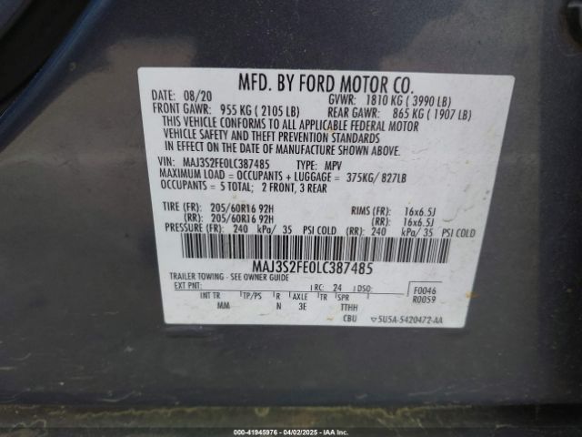 2020 FORD ECOSPORT MAJ3S2FE0LC387485 Photo 8