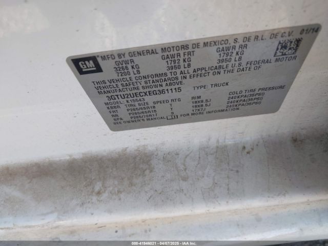 3GTU2UECXEG361115 GMC Sierra 1500 Sle