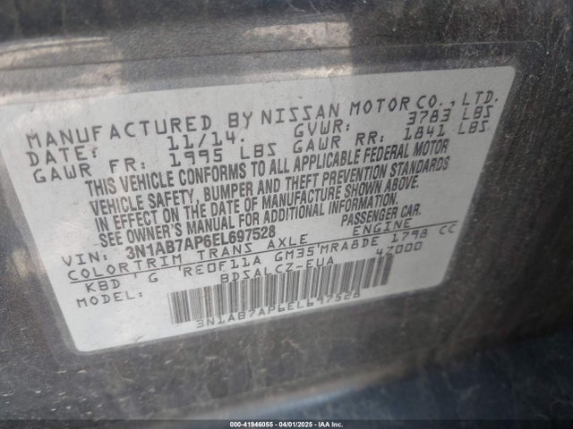 3N1AB7AP6EL697528 Nissan SENTRA S