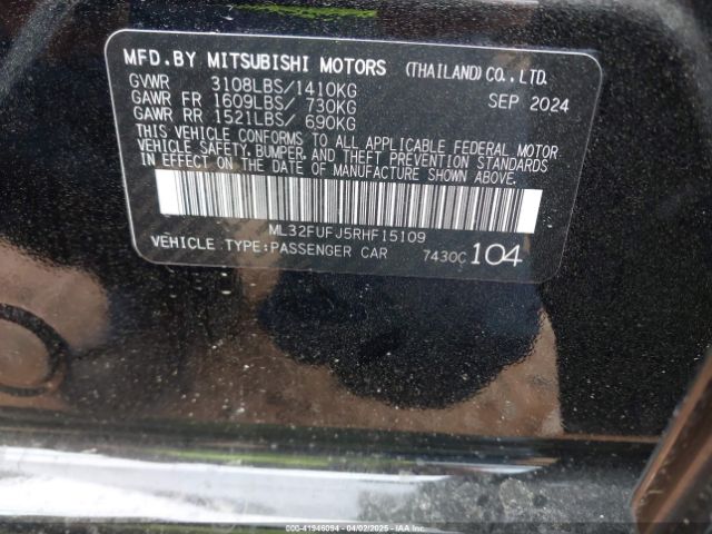 ML32FUFJ5RHF15109 Mitsubishi Mirage G4 Black Edition