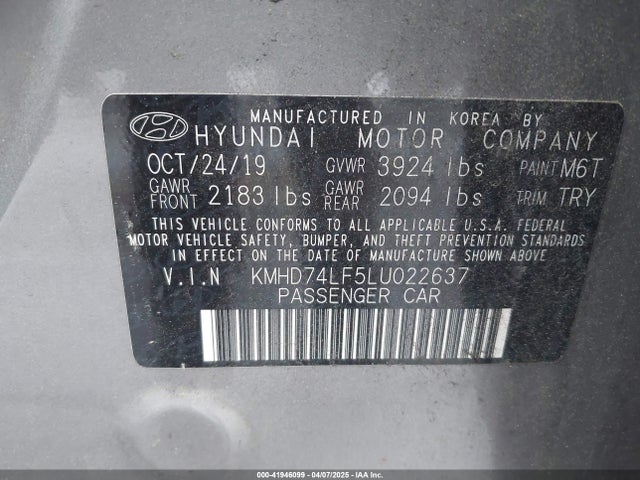 Hyundai ELANTRA SE 2020 KMHD74LF5LU022637 Image 9