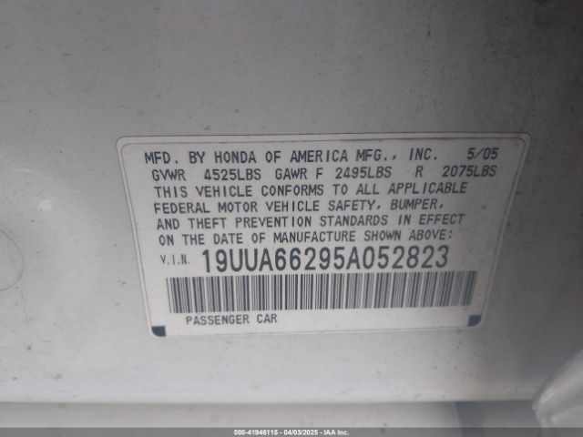 2005 ACURA TL 19UUA66295A052823 Photo 8