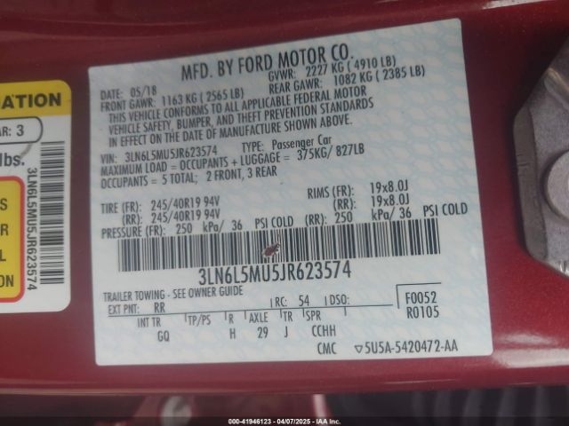 3LN6L5MU5JR623574 Lincoln Mkz Hybrid Reserve