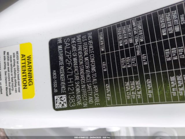 SALZP2FX7LH121383 Land Rover Range Rover Evoque Se