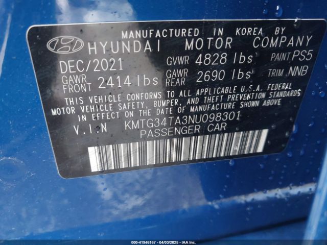 KMTG34TA3NU098301 Genesis G70 2.0t Awd