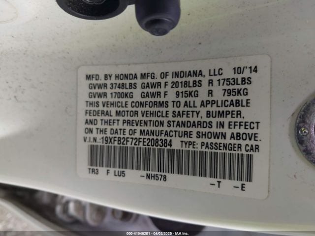 19XFB2F72FE208384 Honda CIVIC SE