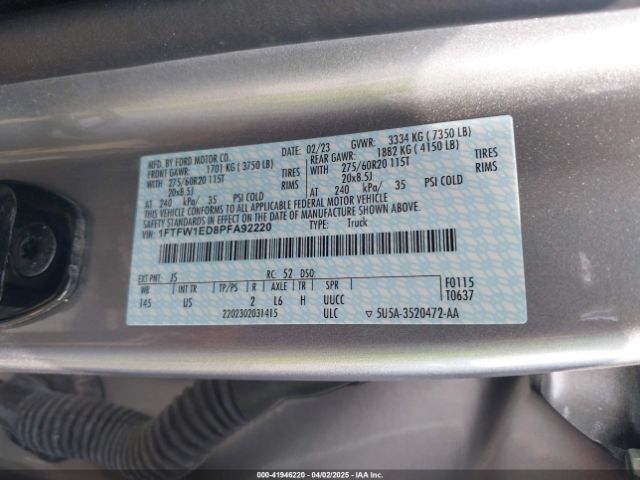 1FTFW1ED8PFA92220 Ford F-150 Xlt