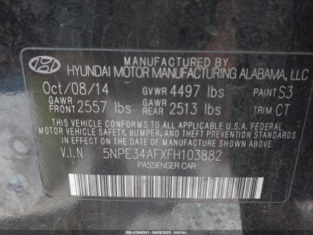 5NPE34AFXFH103882 Hyundai Sonata Sport