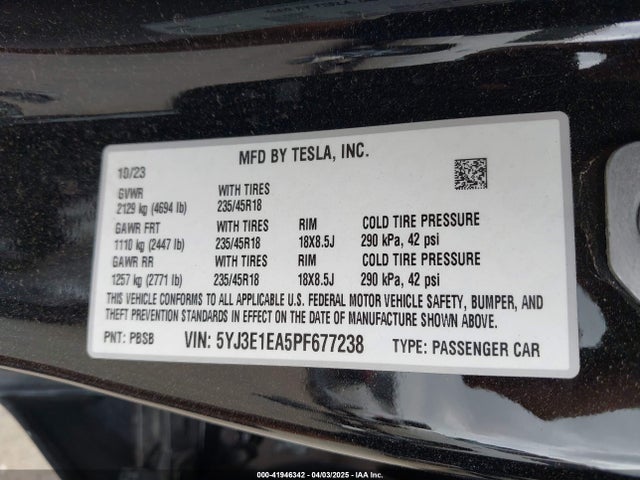 2023 TESLA MODEL 3 5YJ3E1EA5PF677238 Photo 8