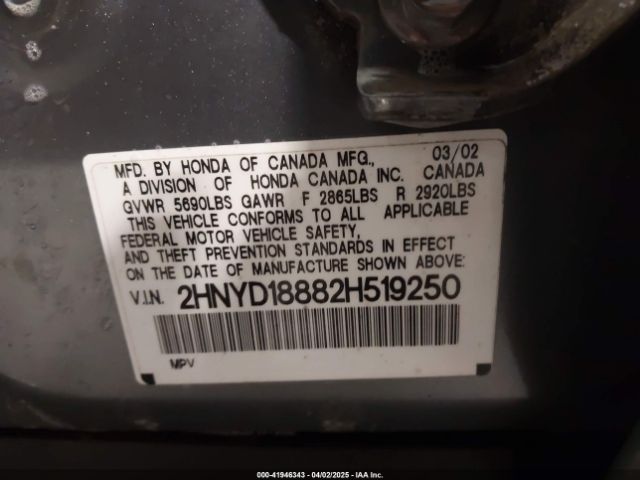 2002 ACURA MDX 2HNYD18882H519250 Photo 8