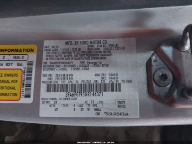3FA6P0T95HR144371 Ford FUSION SE