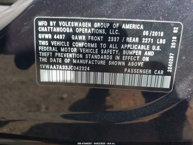 1VWAA7A33JC042324 Volkswagen Passat 2.0t R-line/2.0t S