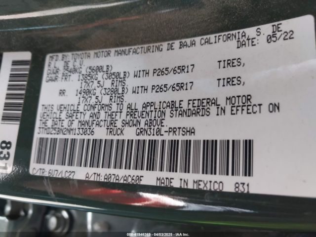 3TMDZ5BN2NM133036 Toyota Tacoma