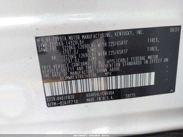 4T3MWRFV7RU149196 Toyota Rav4 Hybrid Le