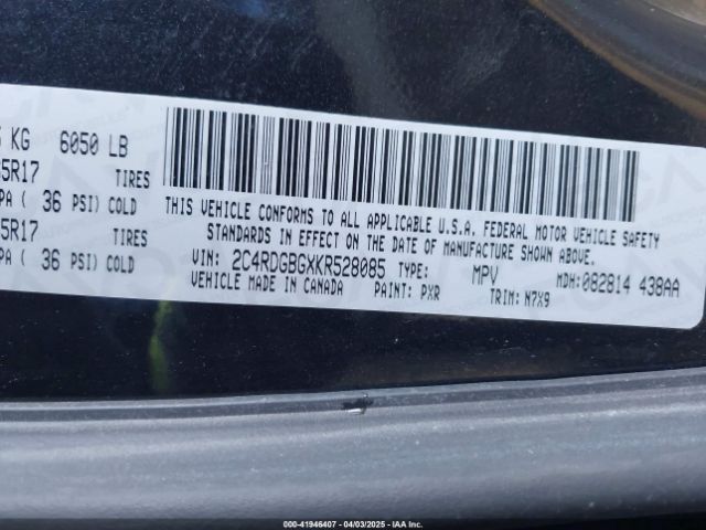 2C4RDGBGXKR528085 Dodge Grand Caravan Se Plus
