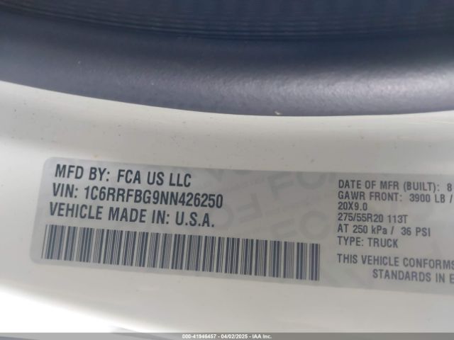 1C6RRFBG9NN426250 RAM 1500 Big Horn  4x4 6'4 Box