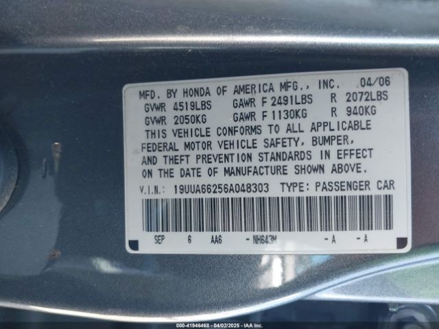2006 ACURA TL 19UUA66256A048303 Photo 8