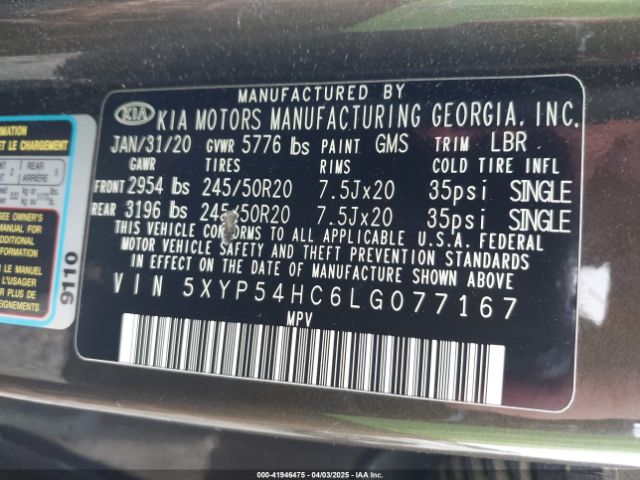 5XYP54HC6LG077167 KIA Telluride Sx