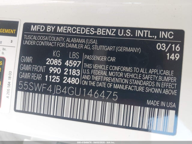 55SWF4JB4GU146475 Mercedes-Benz C 300 Luxury/sport