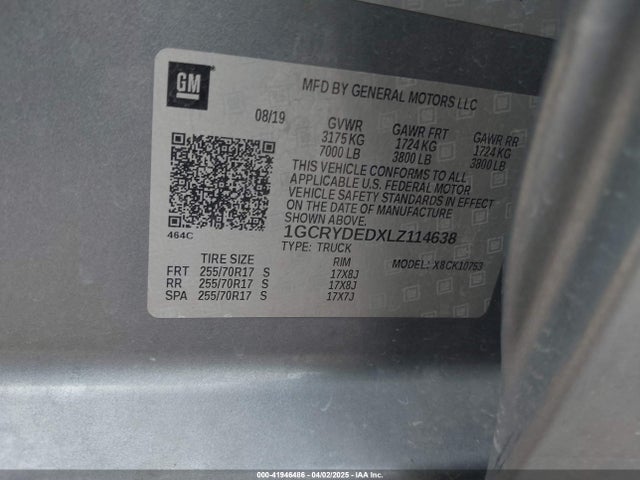 1GCRYDEDXLZ114638 Chevrolet l84 - di, dfm, alum, gen 5, var 2