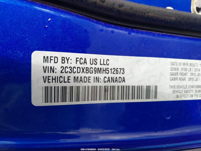 2C3CDXBG9MH512673 Dodge Charger Sxt Rwd