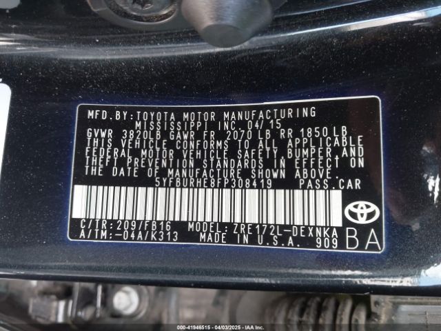 5YFBURHE8FP308419 Toyota Corolla Le Plus