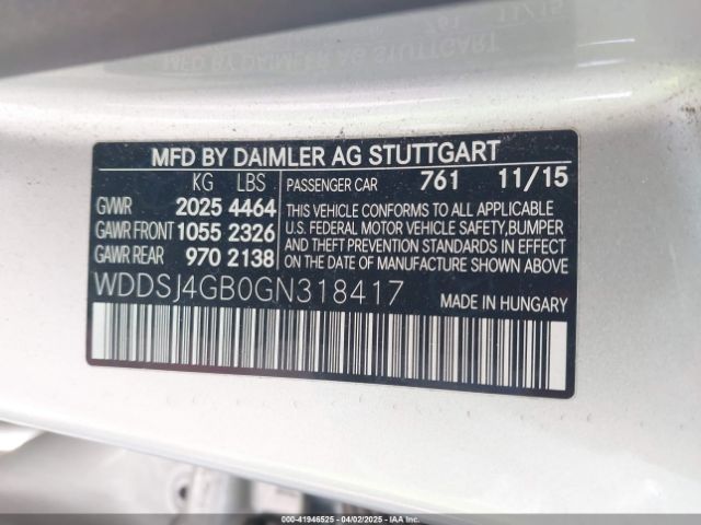 WDDSJ4GB0GN318417 Mercedes-Benz CLA 250 4MATIC