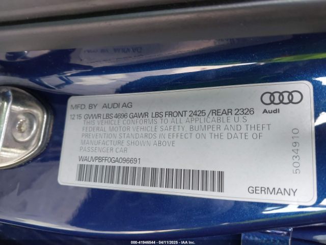 WAUVPBFF0GA096691 Audi A3 E-tron 1.4t Premium