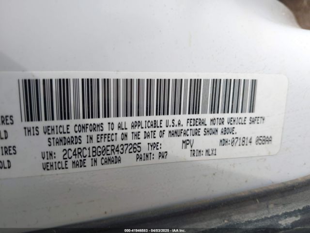 2C4RC1BG0ER437265 Chrysler Town & Country Touring