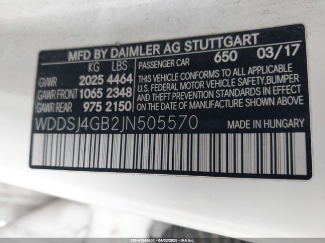 WDDSJ4GB2JN505570 Mercedes-Benz CLA 250 4MATIC