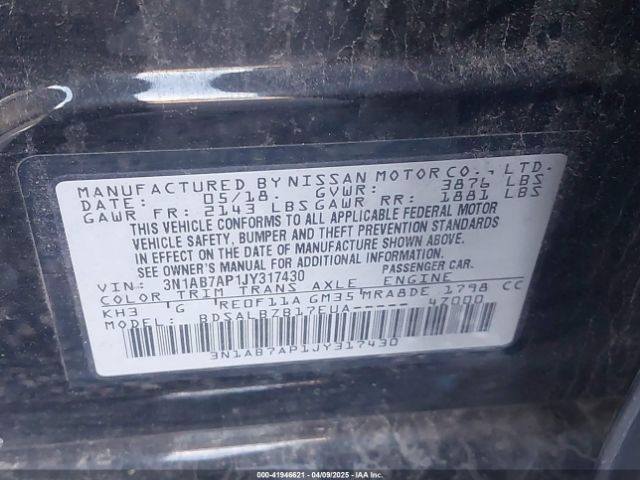 3N1AB7AP1JY317430 Nissan SENTRA S
