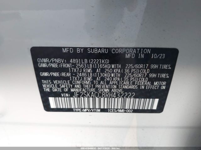 JF2SKACC8RH432222 Subaru Forester Premium