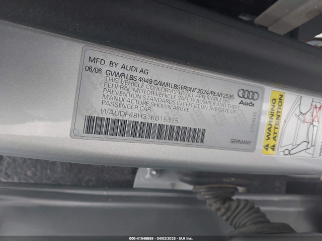 2007 AUDI A4 WAUDF48H37K015315 Photo 8